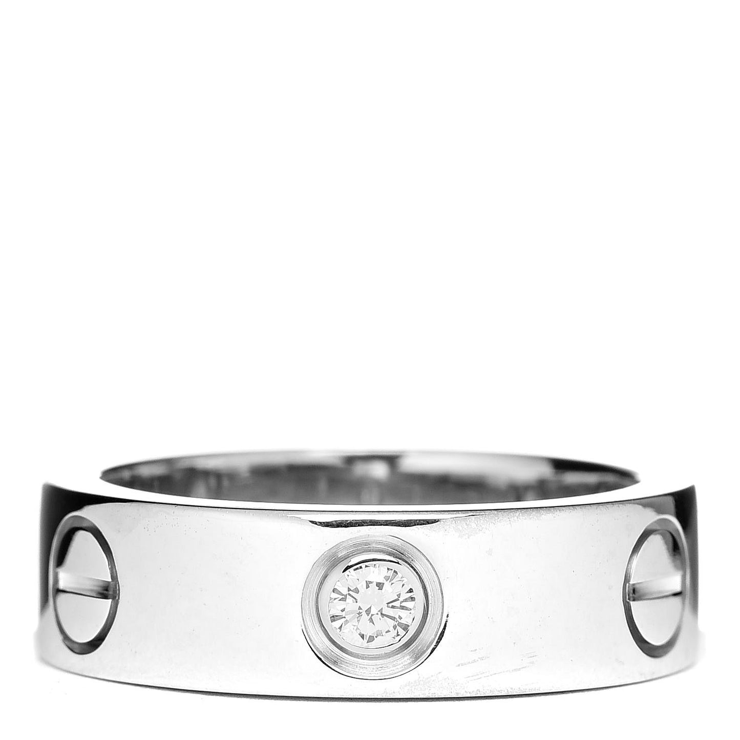 18K White Gold 3 Diamond 5.5mm LOVE Ring 50 5.25