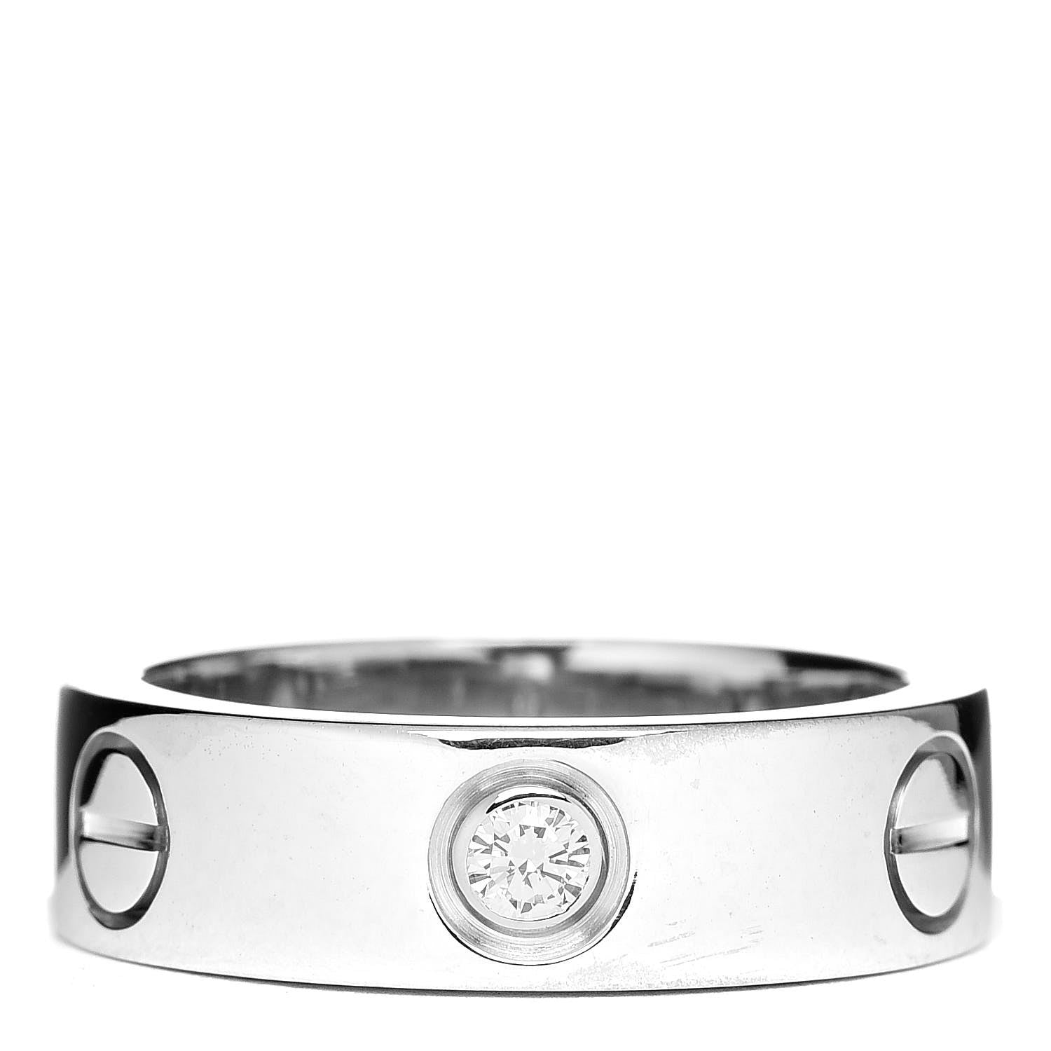 Cartier 18K White Gold 3 Diamond 5.5mm LOVE Ring 50 5.25 1 of 6