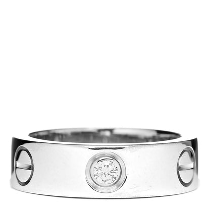 Cartier 18K White Gold 3 Diamond 5.5mm LOVE Ring 50 5.25 1 of 6