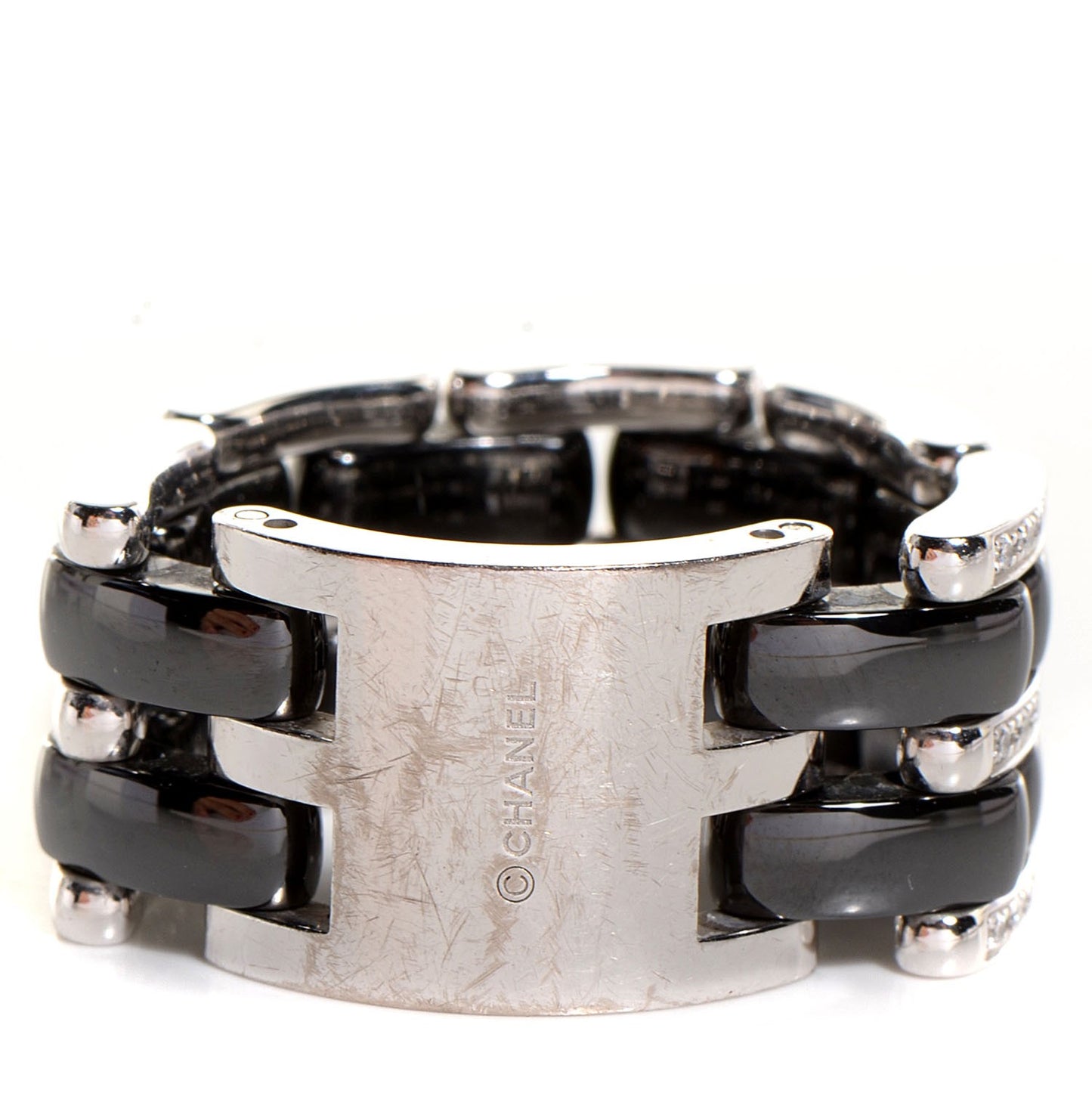 18K White Gold Diamond Ceramic Large Ultra Ring Black 8