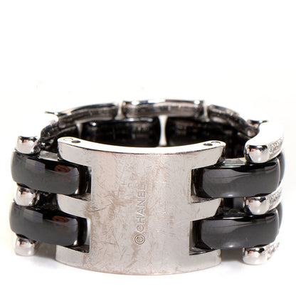 Chanel 18K White Gold Diamond Ceramic Large Ultra Ring Black 8 5 of 21