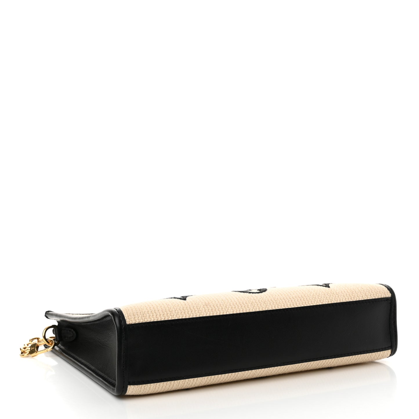 Raffia Calfskin Monogram Toiletry Pouch On Chain Beige Black