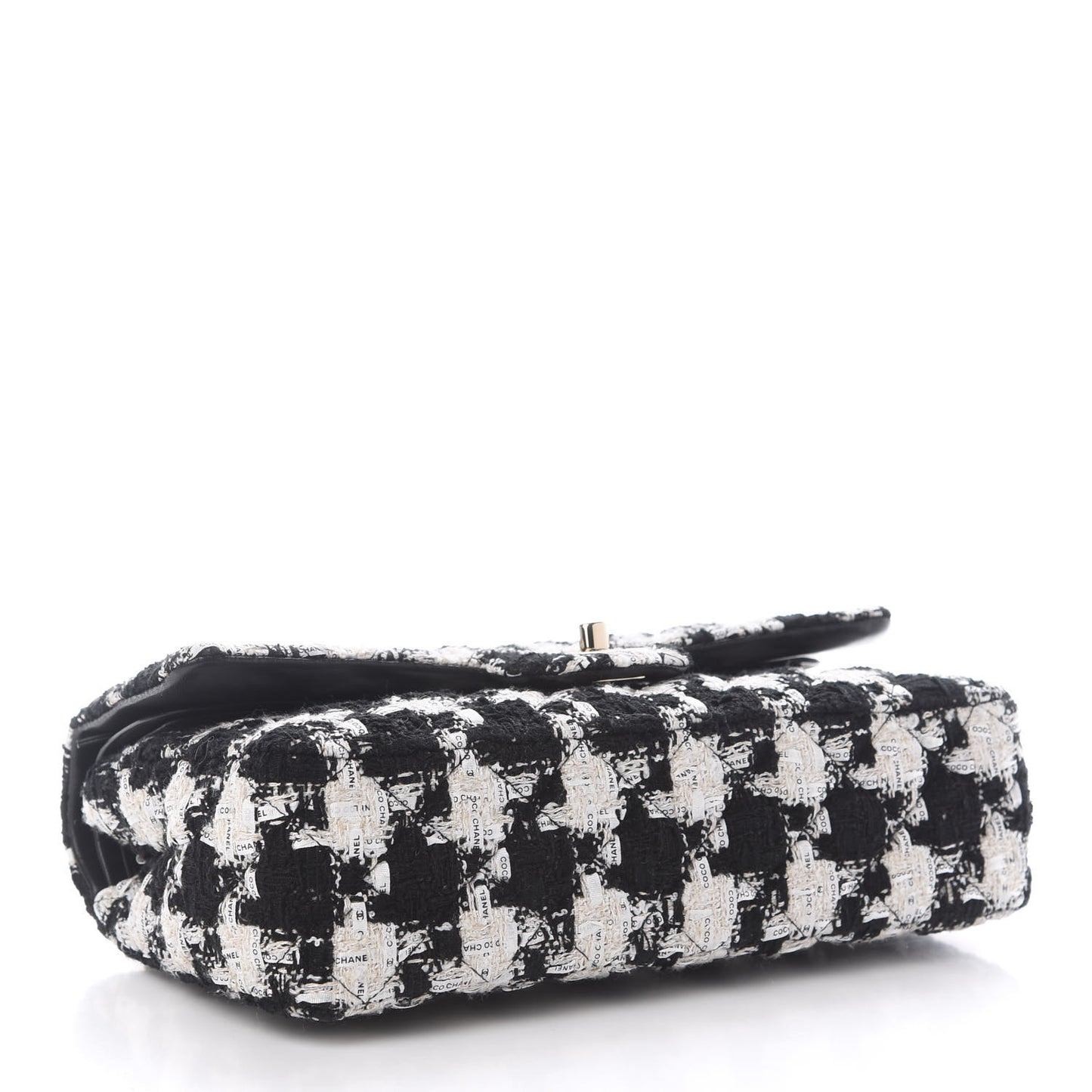 Tweed Quilted Medium Double Flap Black Ecru White