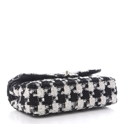 Chanel Tweed Quilted Medium Double Flap Black Ecru White 4 of 12