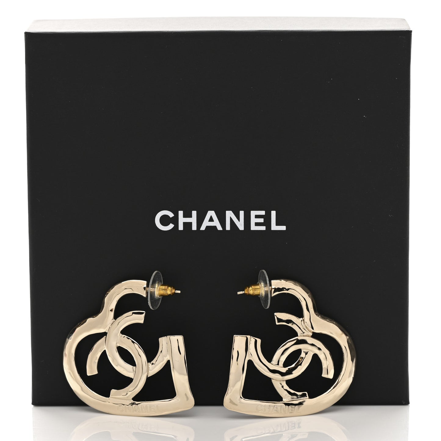 Metal CC Heart Coco In Love Hoop Earrings Gold