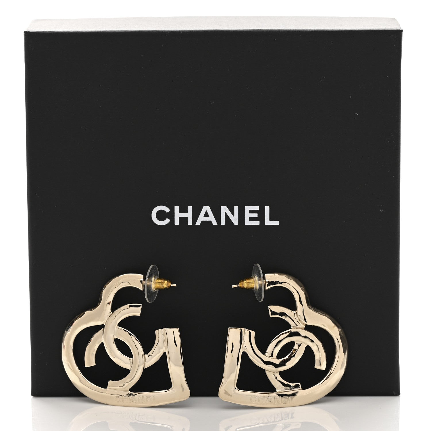Chanel Metal CC Heart Coco In Love Hoop Earrings Gold 5 of 5