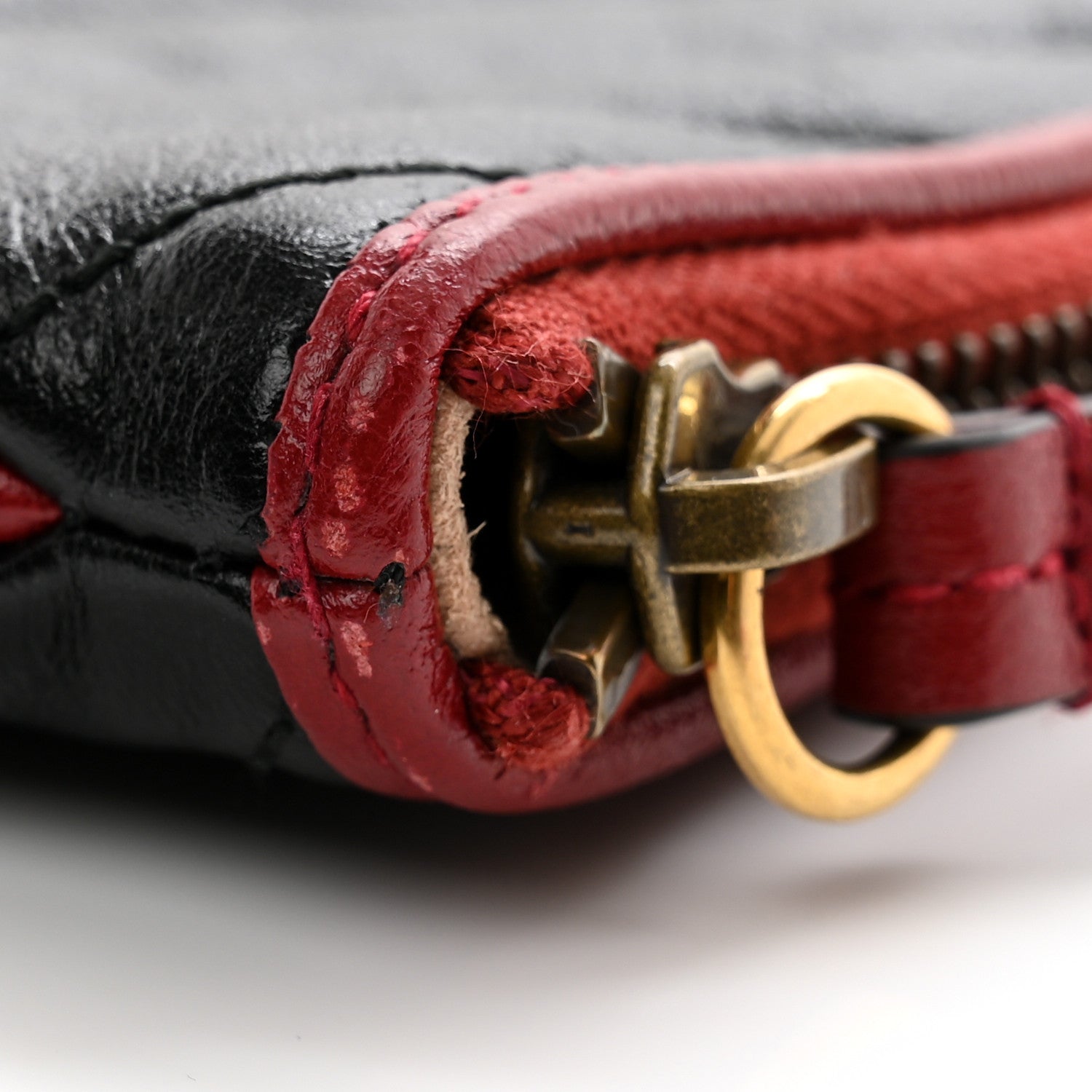 Gucci Azalea Calfskin Matelasse Diagonal Torchon GG Marmont Zip Pouch Black Romantic Cerise 9 of 11