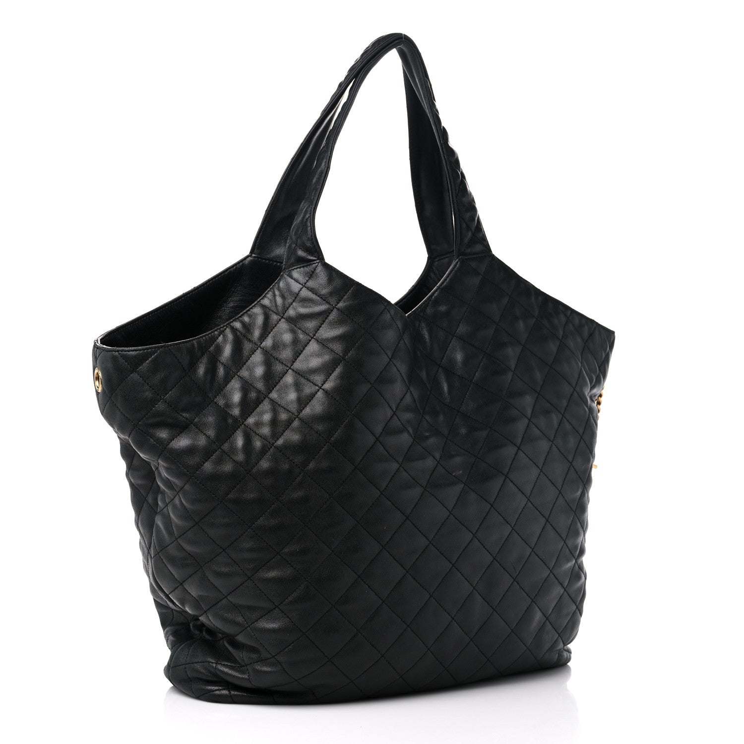 Saint Laurent Lambskin Quilted Maxi Icare Shopping Tote Black 3 of 17