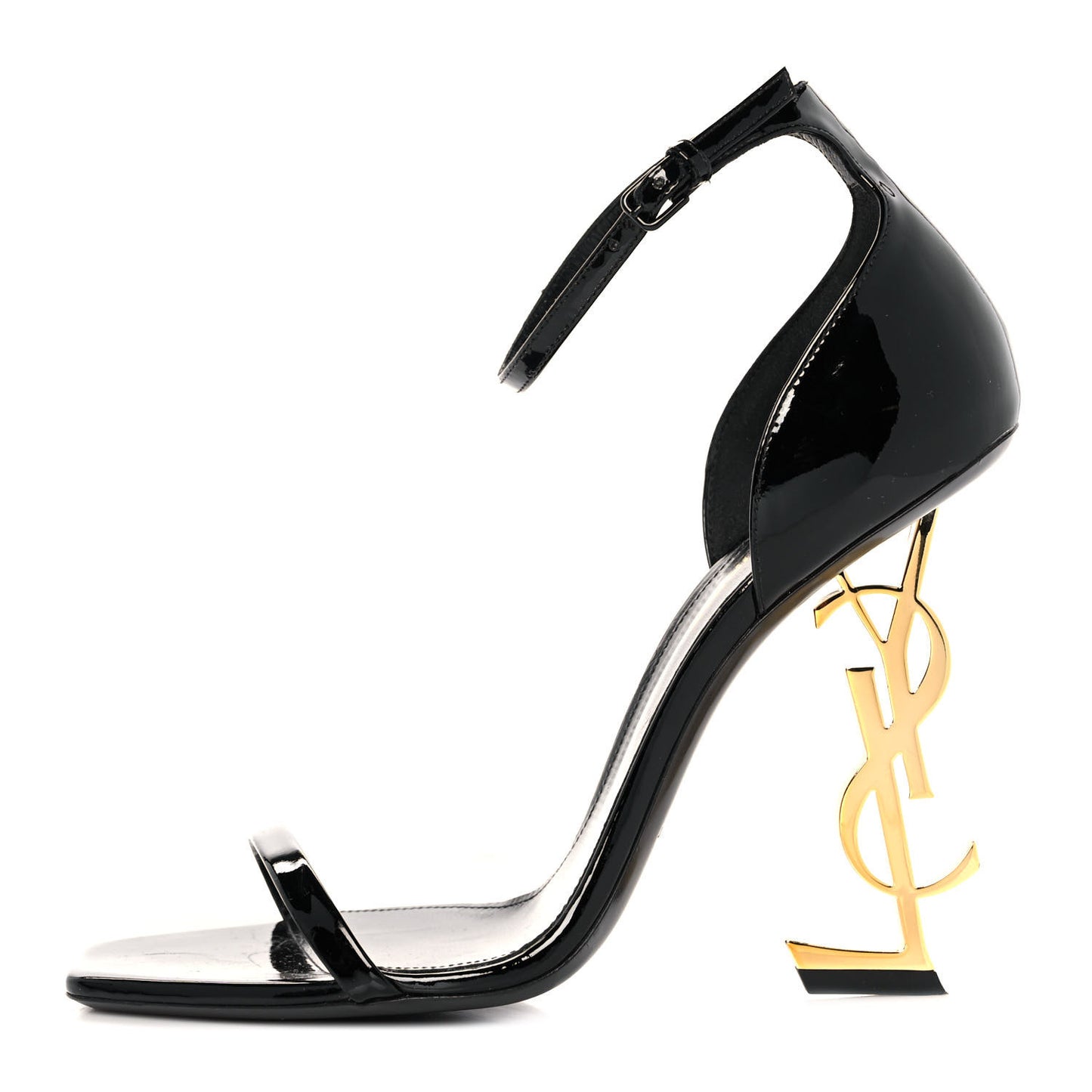 Patent Calfskin Opyum 110 Sandals 39 Black Gold