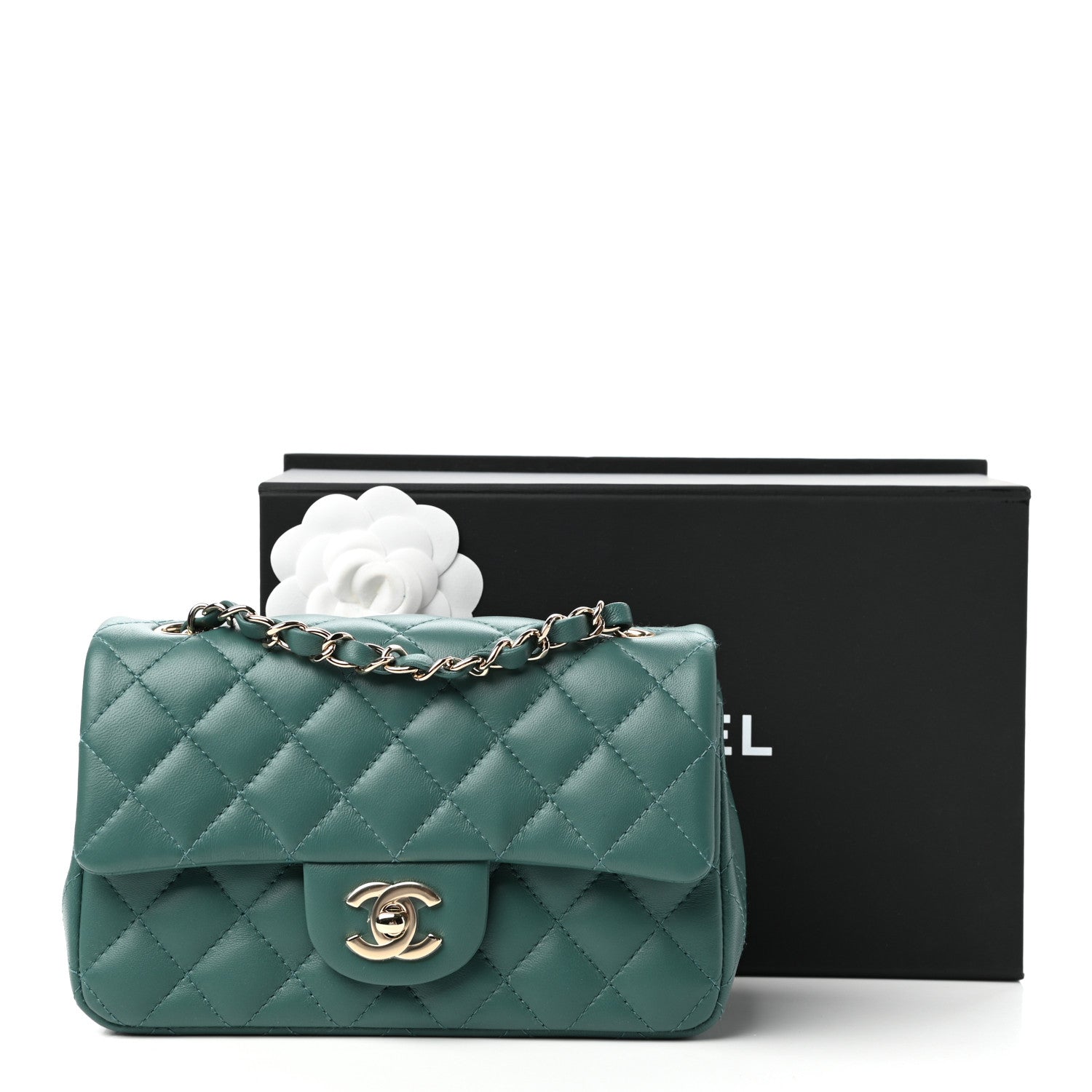 Chanel Lambskin Quilted Mini Rectangular Flap Green 11 of 11