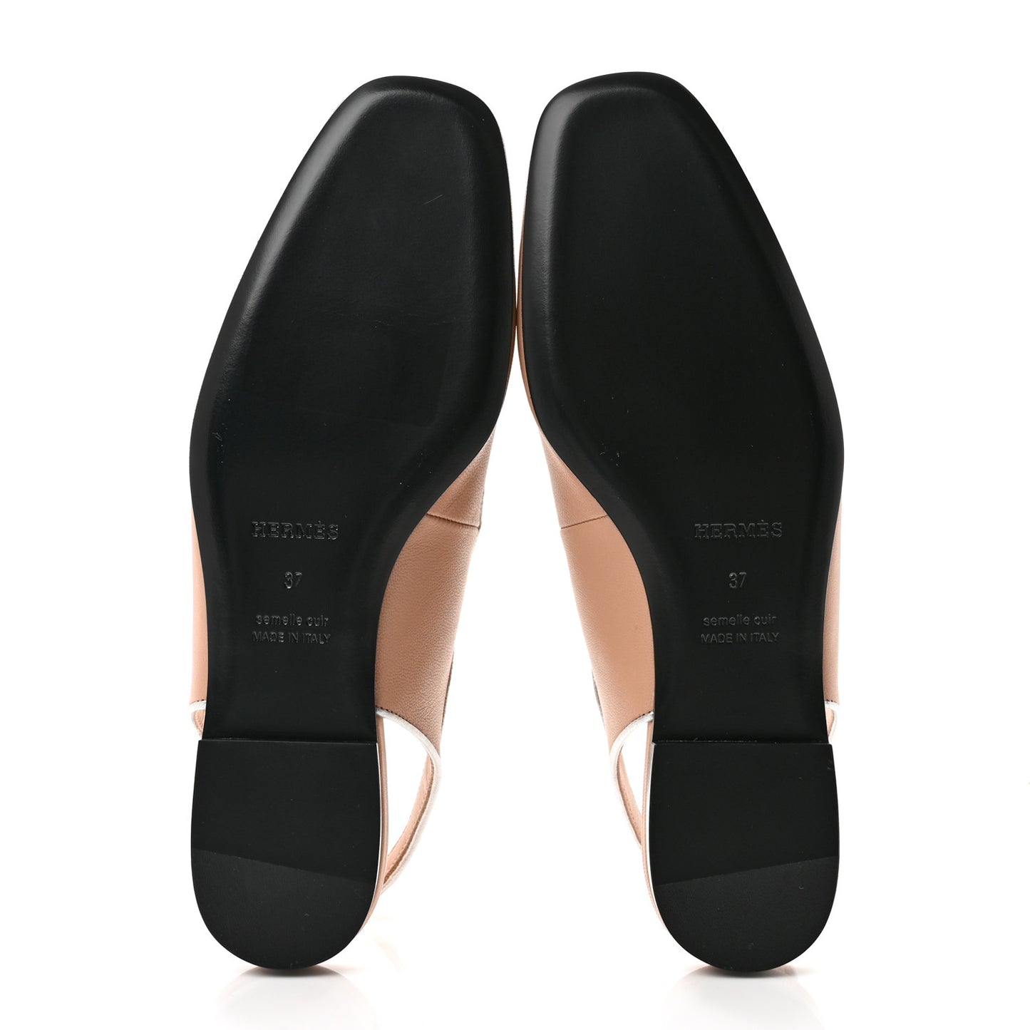 Goatskin Metallic Nappa Kleo Slingback Flats 37 Beige Perlino Gris Argente