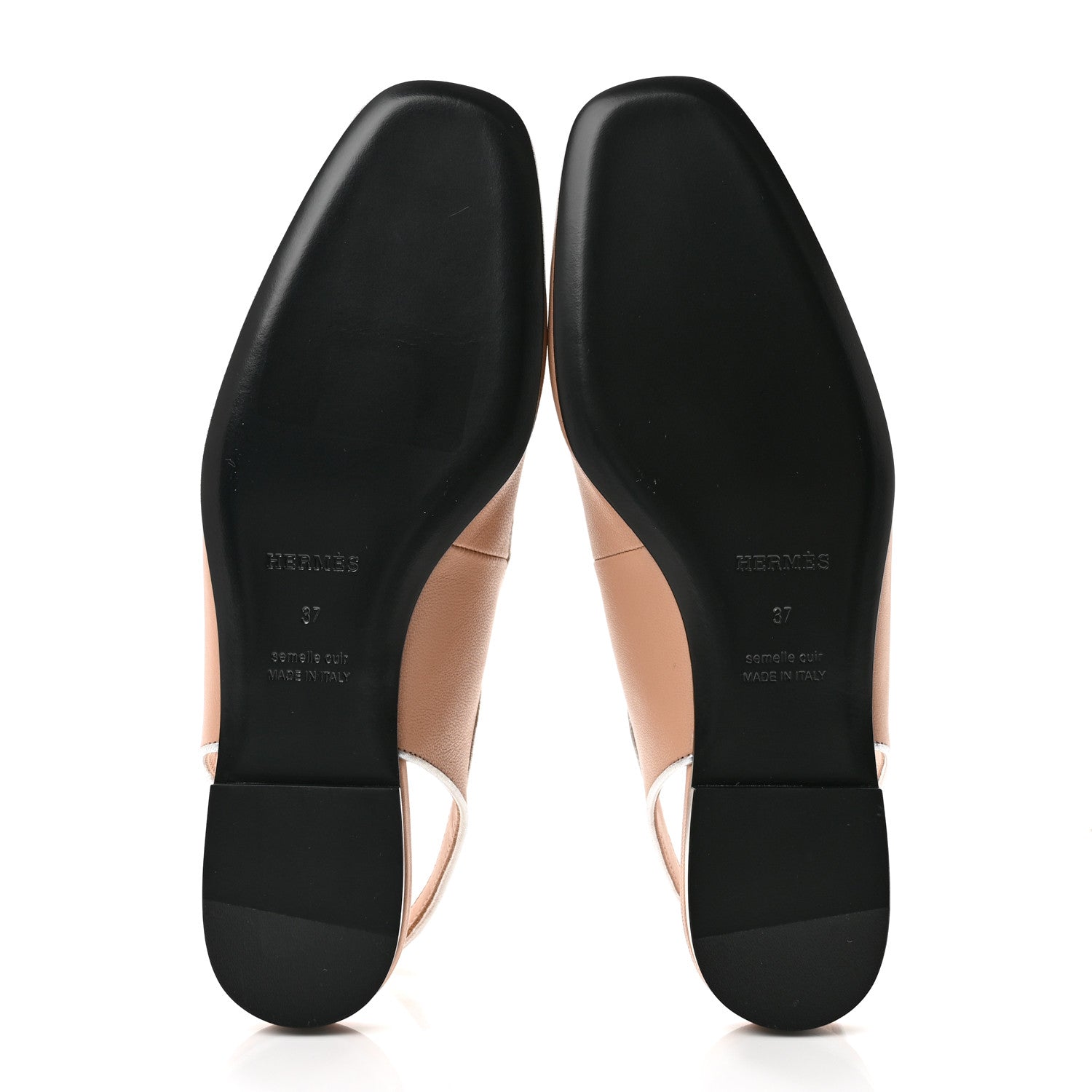 Hermes Goatskin Metallic Nappa Kleo Slingback Flats 37 Beige Perlino Gris Argente 6 of 10
