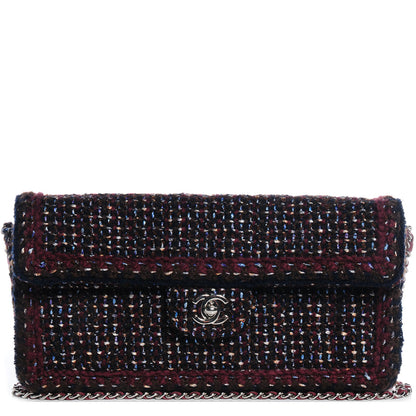 Chanel Tweed East West Flap Burgundy 1 of 9