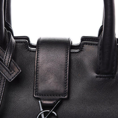 Saint Laurent Smooth Calfskin Crocodile Embossed Small Monogram Downtown Cabas Black 14 of 16