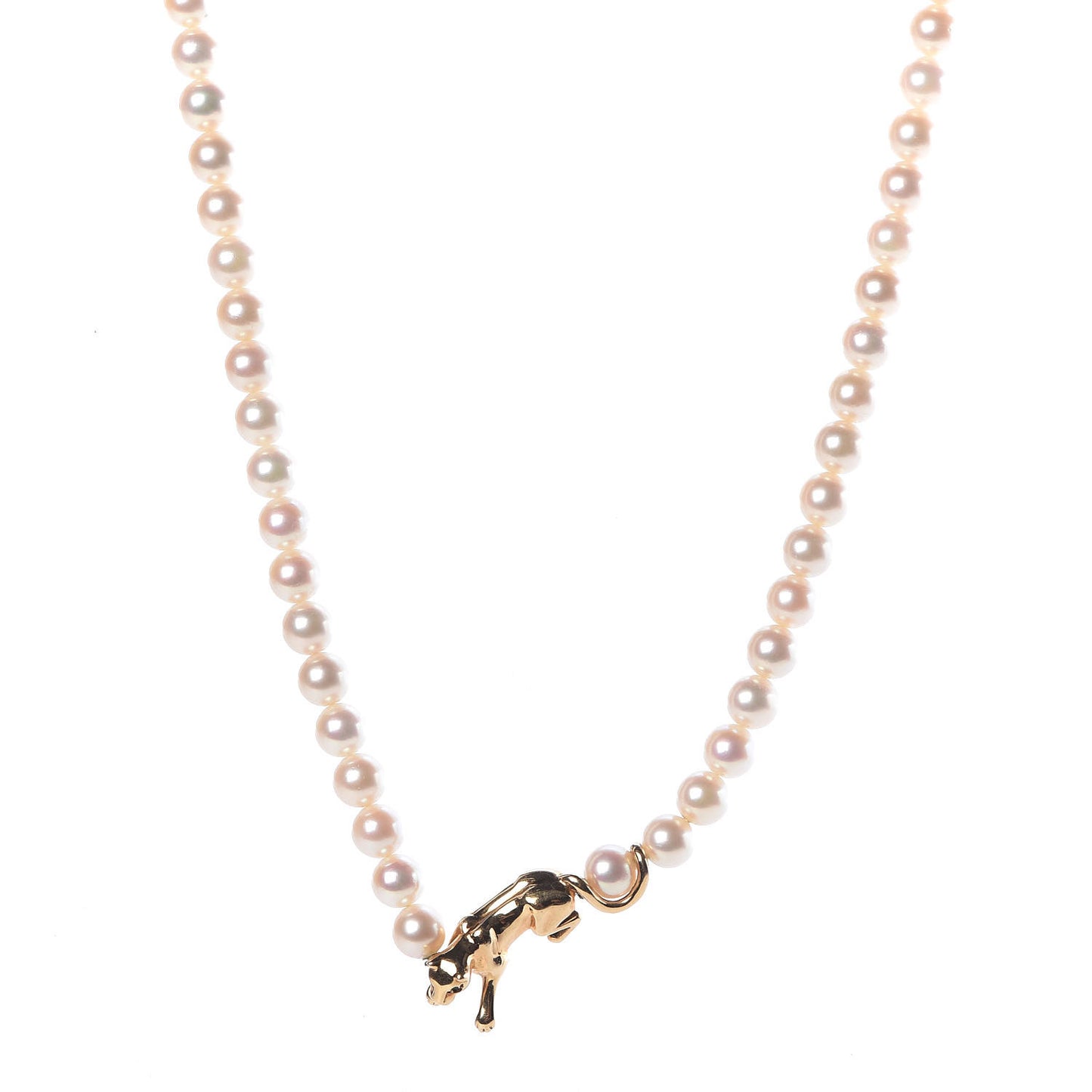 18K Yellow Gold Emerald Akoya Pearl 6.5-7mm Panthère De Necklace