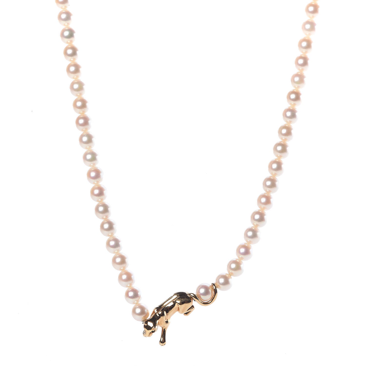 Cartier 18K Yellow Gold Emerald Akoya Pearl 6.5-7mm Panthère De Necklace 1 of 7