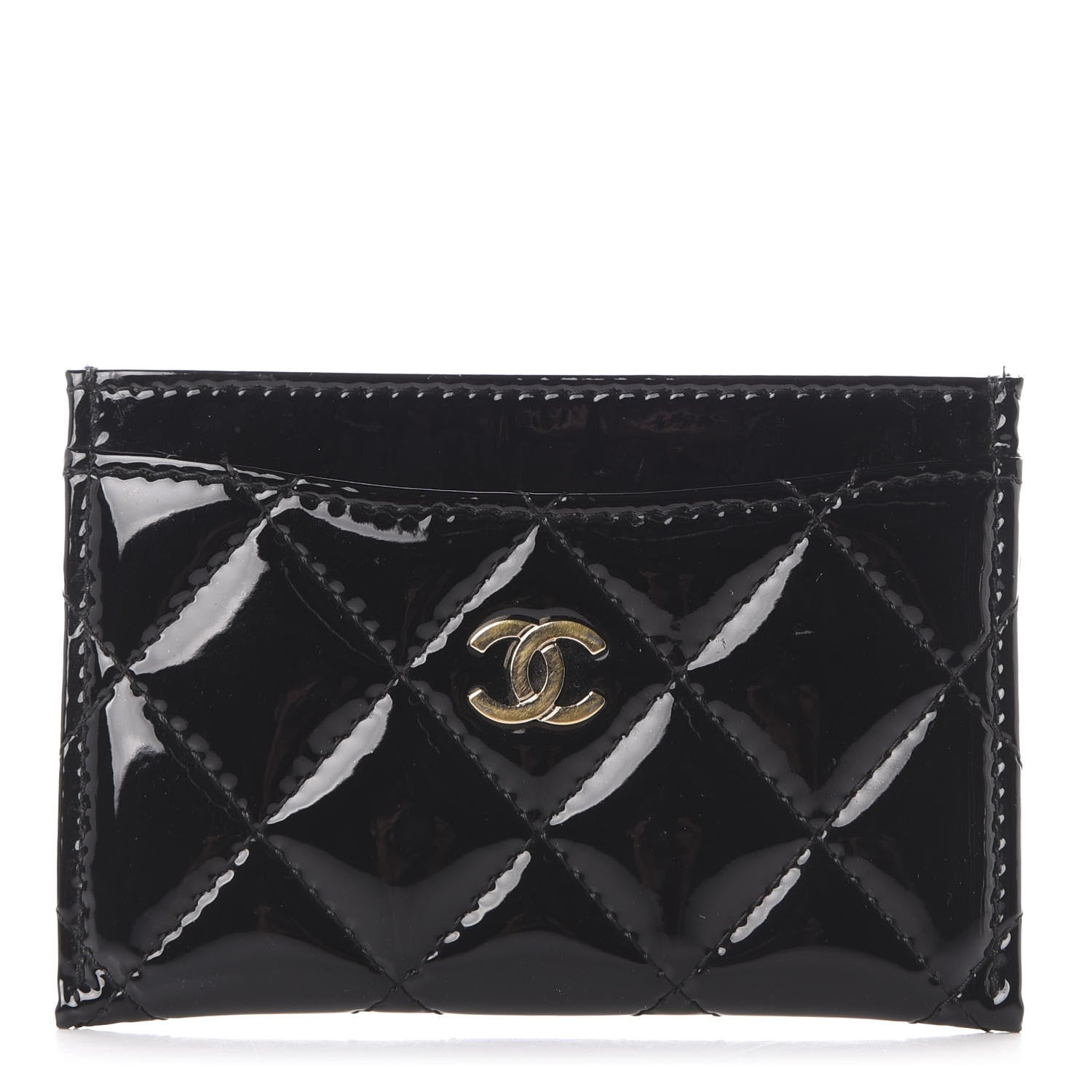 Chanel Patent Calfskin Quilted Card Holder Black 1 of 7