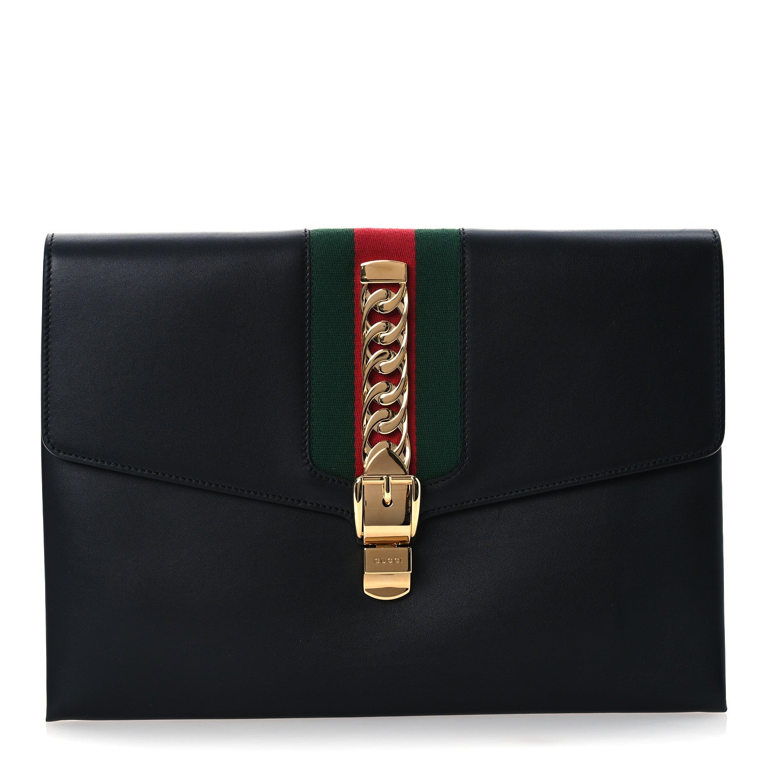 Gucci Calfskin Maxi Sylvie Clutch Black 1 of 7