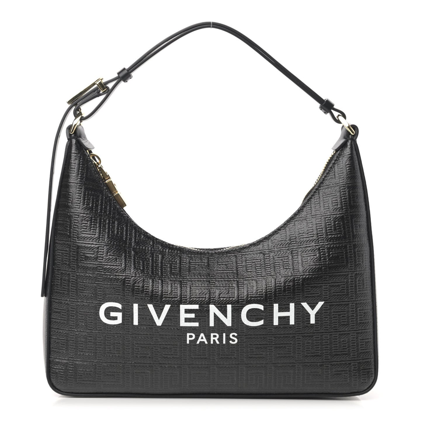 Coated Canvas Logo 4G Embossed Small Moon Cut Out Shoulder Bag Black