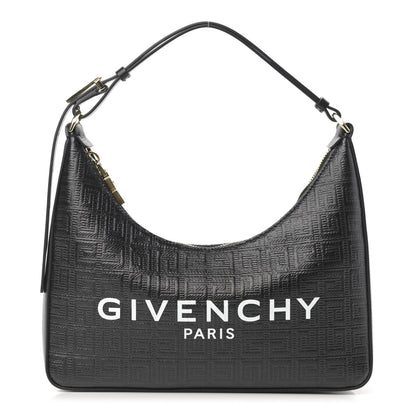Givenchy Coated Canvas Logo 4G Embossed Small Moon Cut Out Shoulder Bag Black 1 of 10