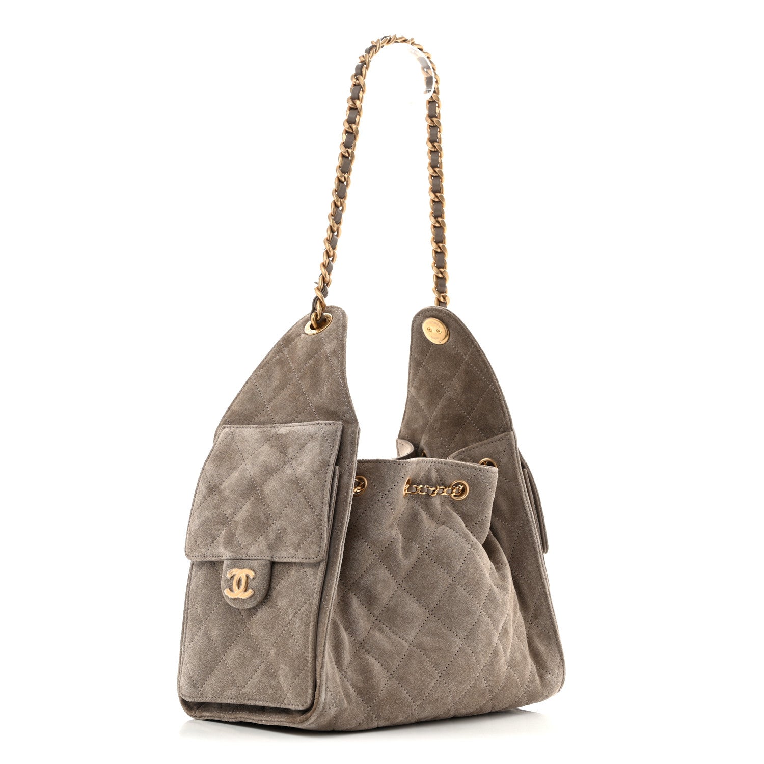 Chanel Suede Quilted Small Chanel 25 Handbag Dark Grey 3 of 13