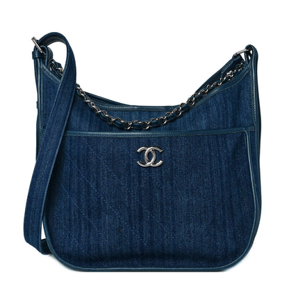 Chanel Denim Quilted Jungle Stroll Hobo Blue 1 of 8