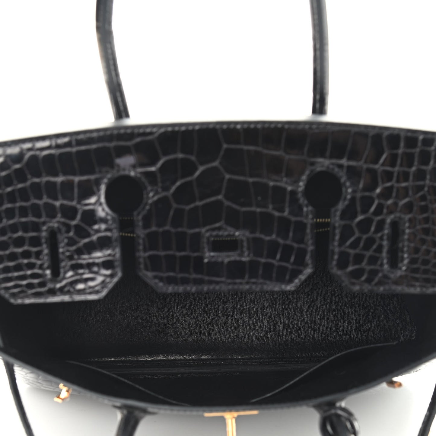 Shiny Porosus Crocodile Birkin 30 Black