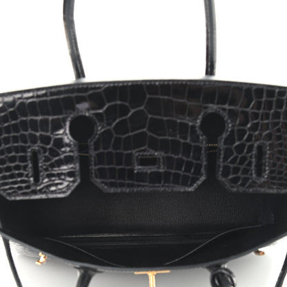 Hermes Shiny Porosus Crocodile Birkin 30 Black 4 of 8