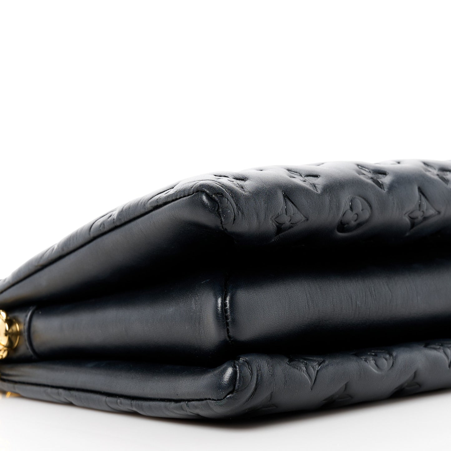 LOUIS VUITTON Lambskin Embossed Monogram Coussin PM Black