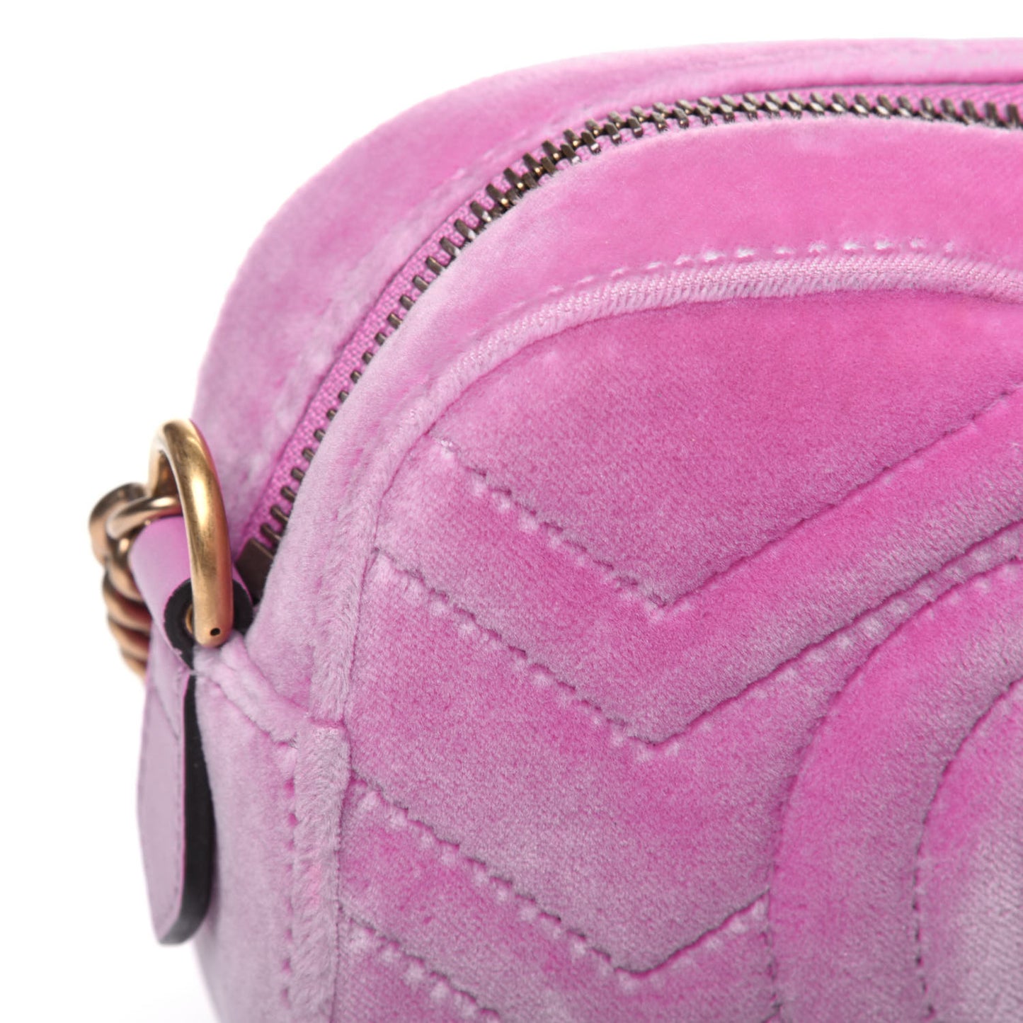 Velvet Matelasse Marquise Crystals Mini GG Marmont Chain Shoulder Bag Malva