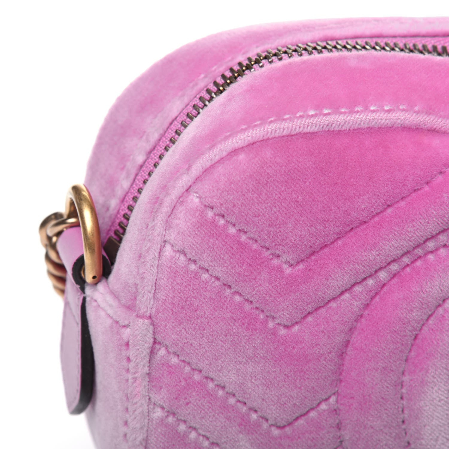 Gucci Velvet Matelasse Marquise Crystals Mini GG Marmont Chain Shoulder Bag Malva 13 of 14