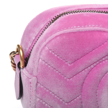 Gucci Velvet Matelasse Marquise Crystals Mini GG Marmont Chain Shoulder Bag Malva 13 of 14