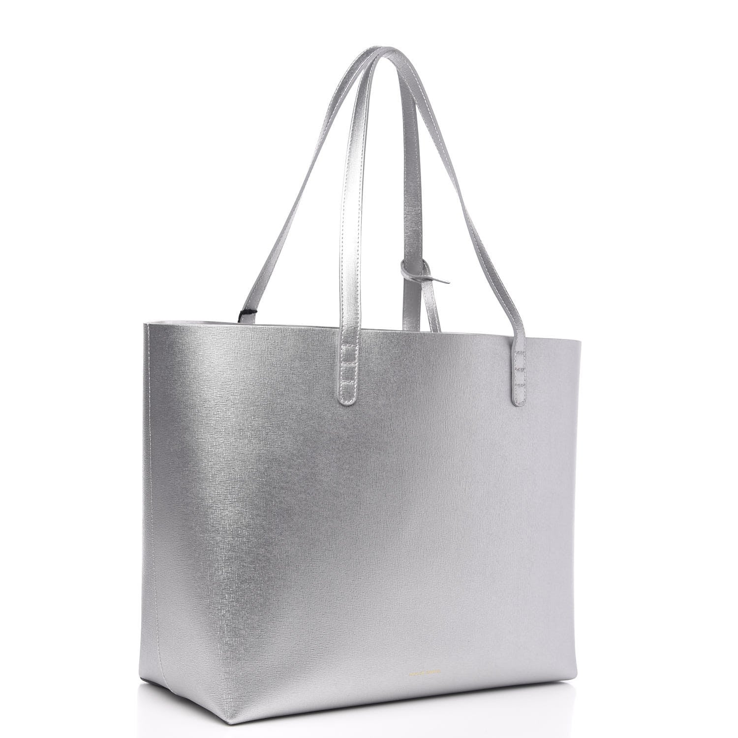 Mansur Gavriel Metallic Saffiano Small Shopping Tote Silver 3 of 9