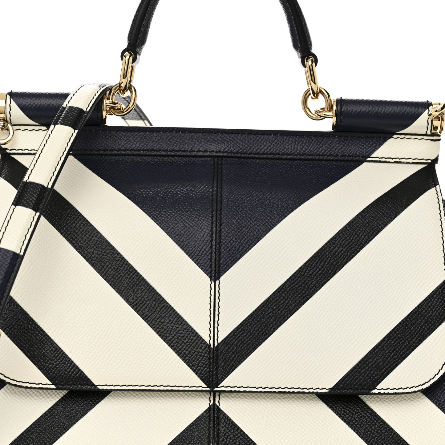 Dauphine Chevron Striped Medium Miss Sicily Satchel Blue