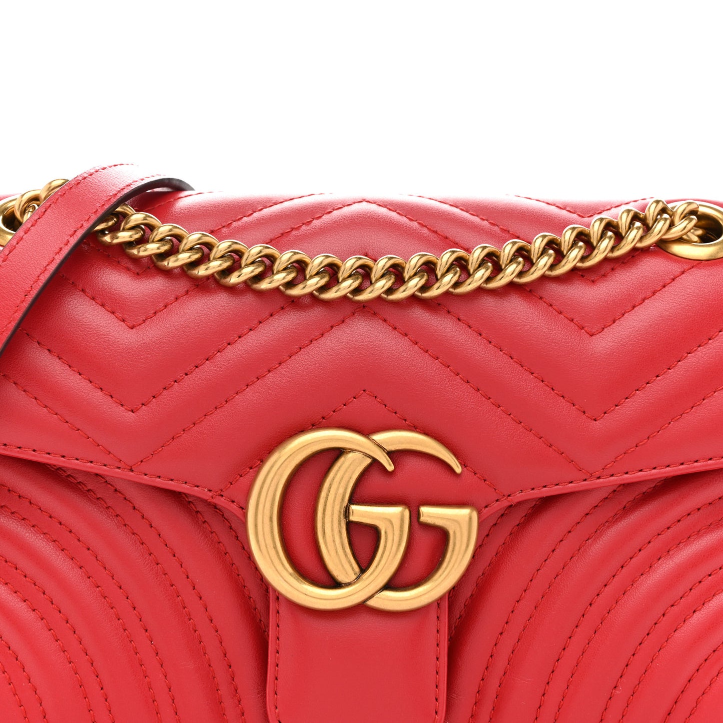 Calfskin Matelasse Small GG Marmont Shoulder Bag Hibiscus Red