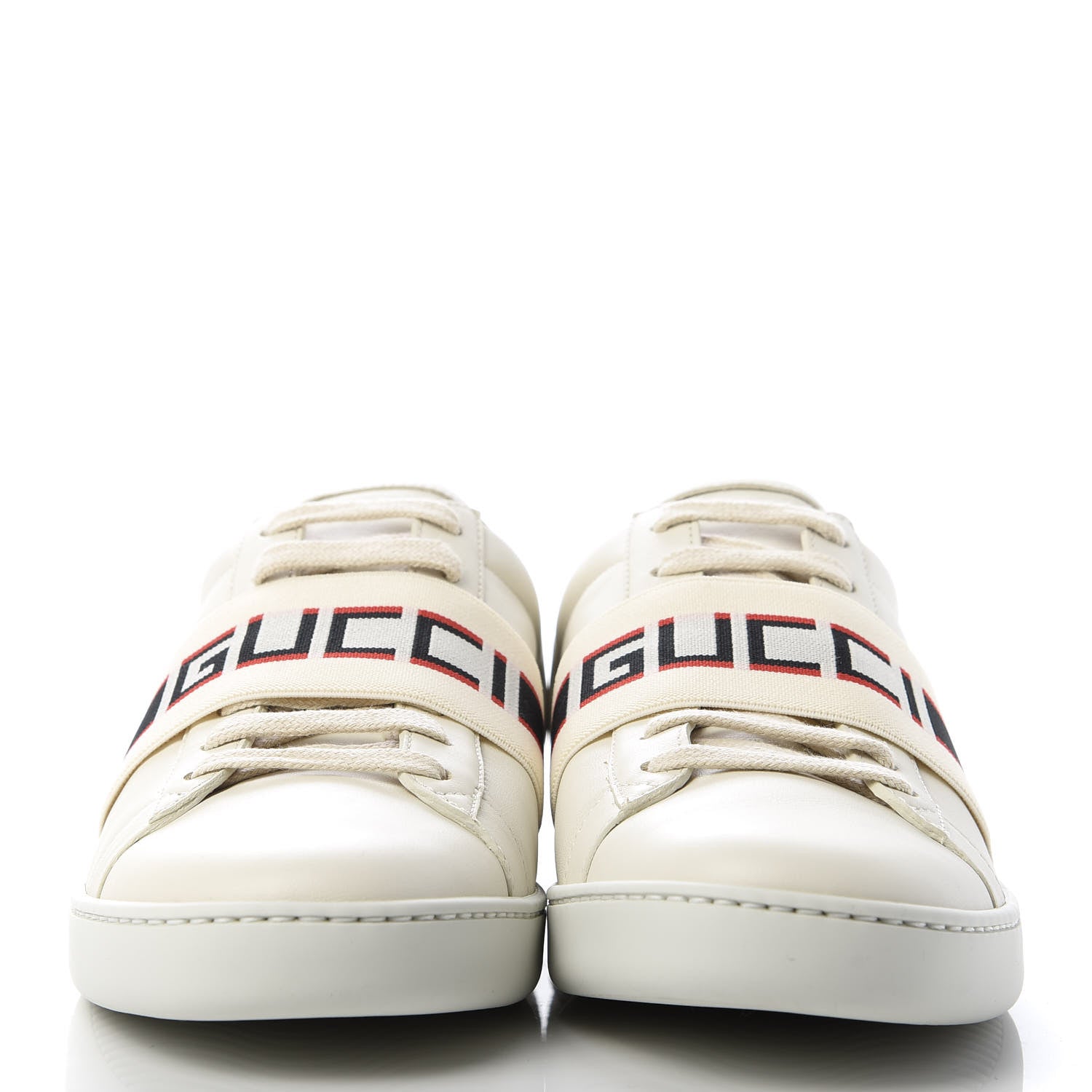 Gucci Calfskin Stripe Womens New Ace Sneakers 39.5 New Mystic White Ecru Red Flame 2 of 10