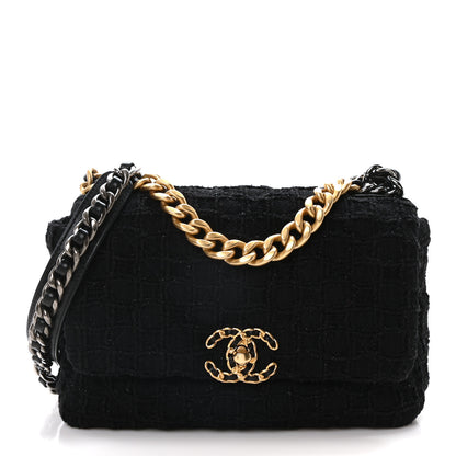 Chanel Tweed Quilted Medium Chanel 19 Flap Black 1 of 10