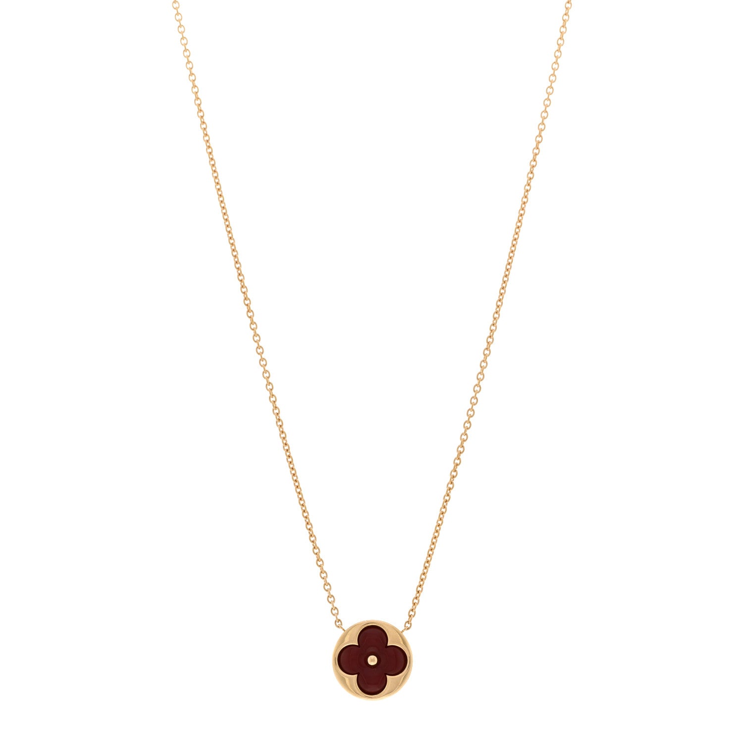 Louis Vuitton 18K Yellow Gold Carnelian Blossom Sun Pendant Necklace 1 of 5