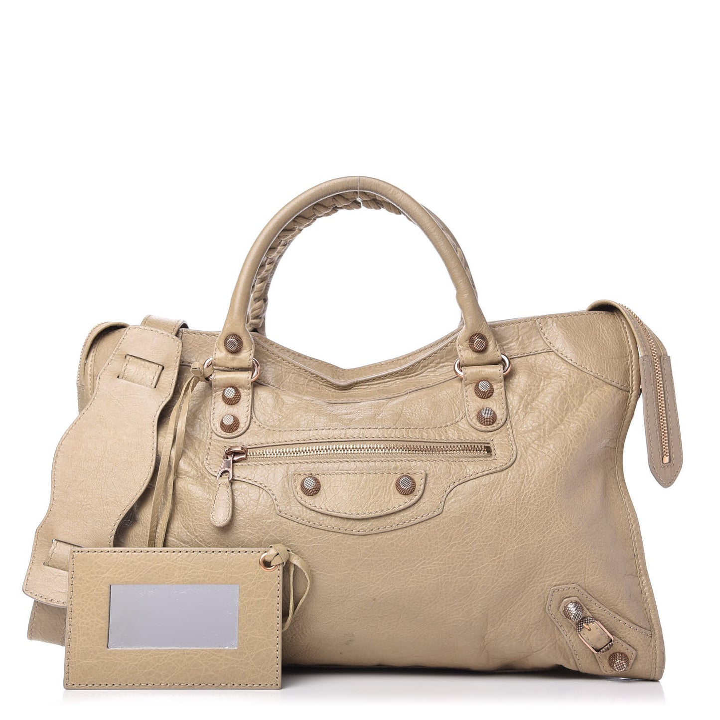 Agneau Giant 12 Rose Gold Hardware City Latte Beige
