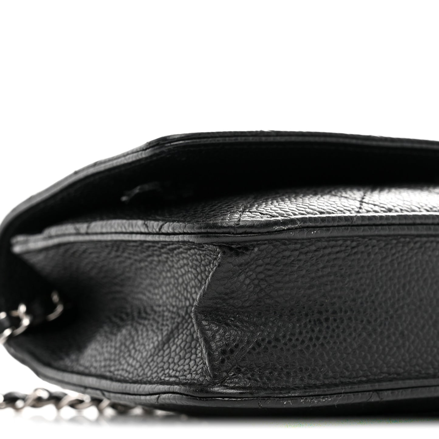Caviar Quilted Wallet on Chain WOC Black