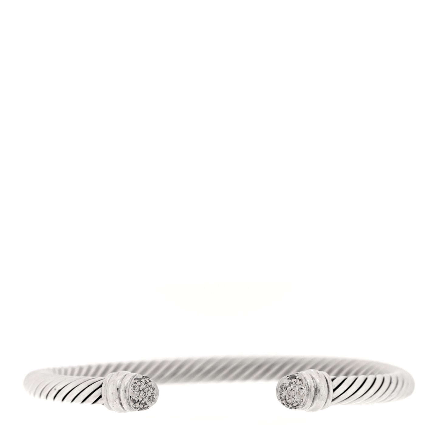 Sterling Silver 18K White Gold Diamond 5mm Cable Classics Bracelet