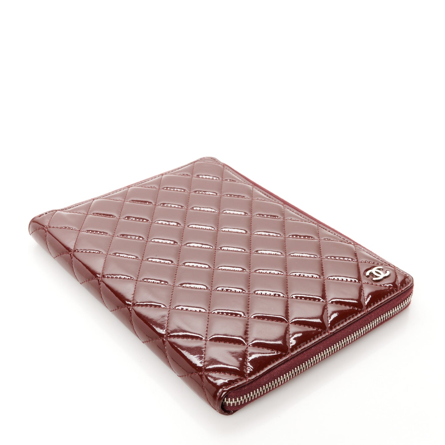 Patent Quilted Large Zip Around Agenda Red