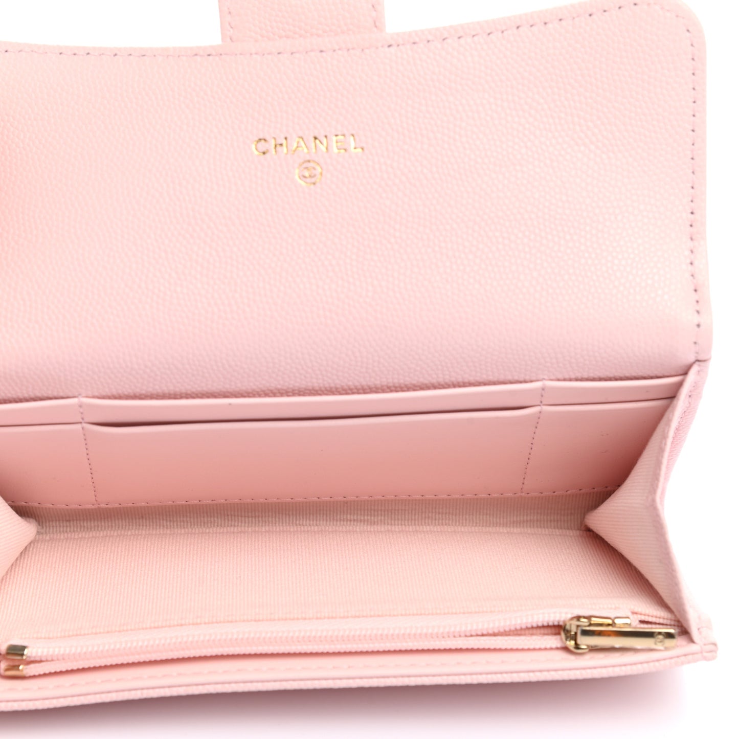 Caviar Quilted Medium Flap Wallet Light Pink