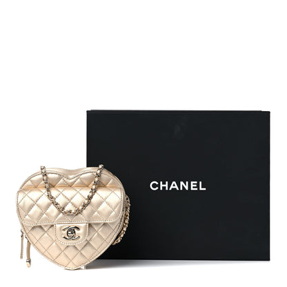 Chanel Metallic Lambskin Quilted CC In Love Heart Bag Gold 10 of 10
