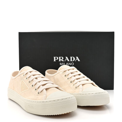 Prada Cotton Printed Triangle Mens Sneakers 8.5 Naturale 10 of 10
