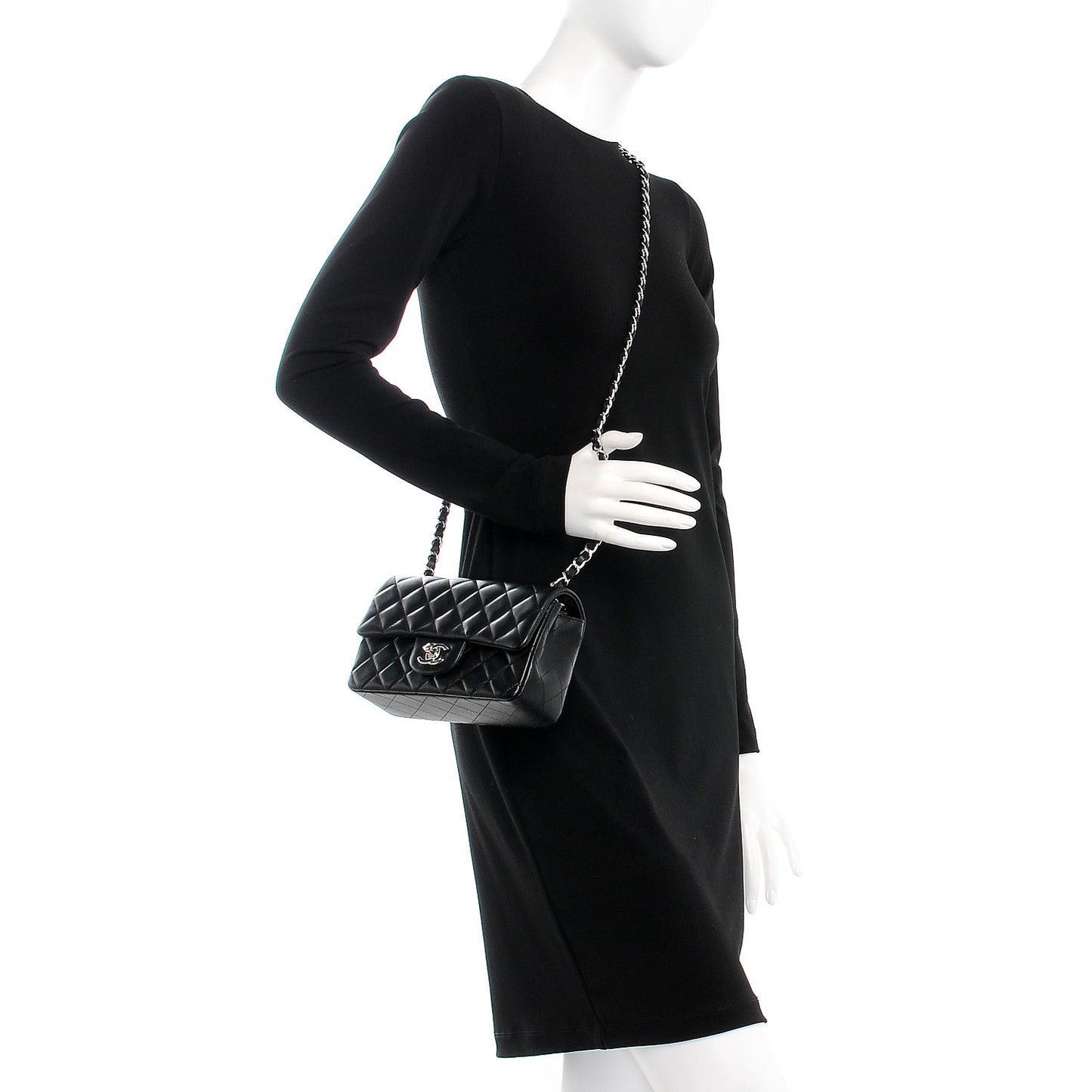 Lambskin Quilted Mini Rectangular Flap Black