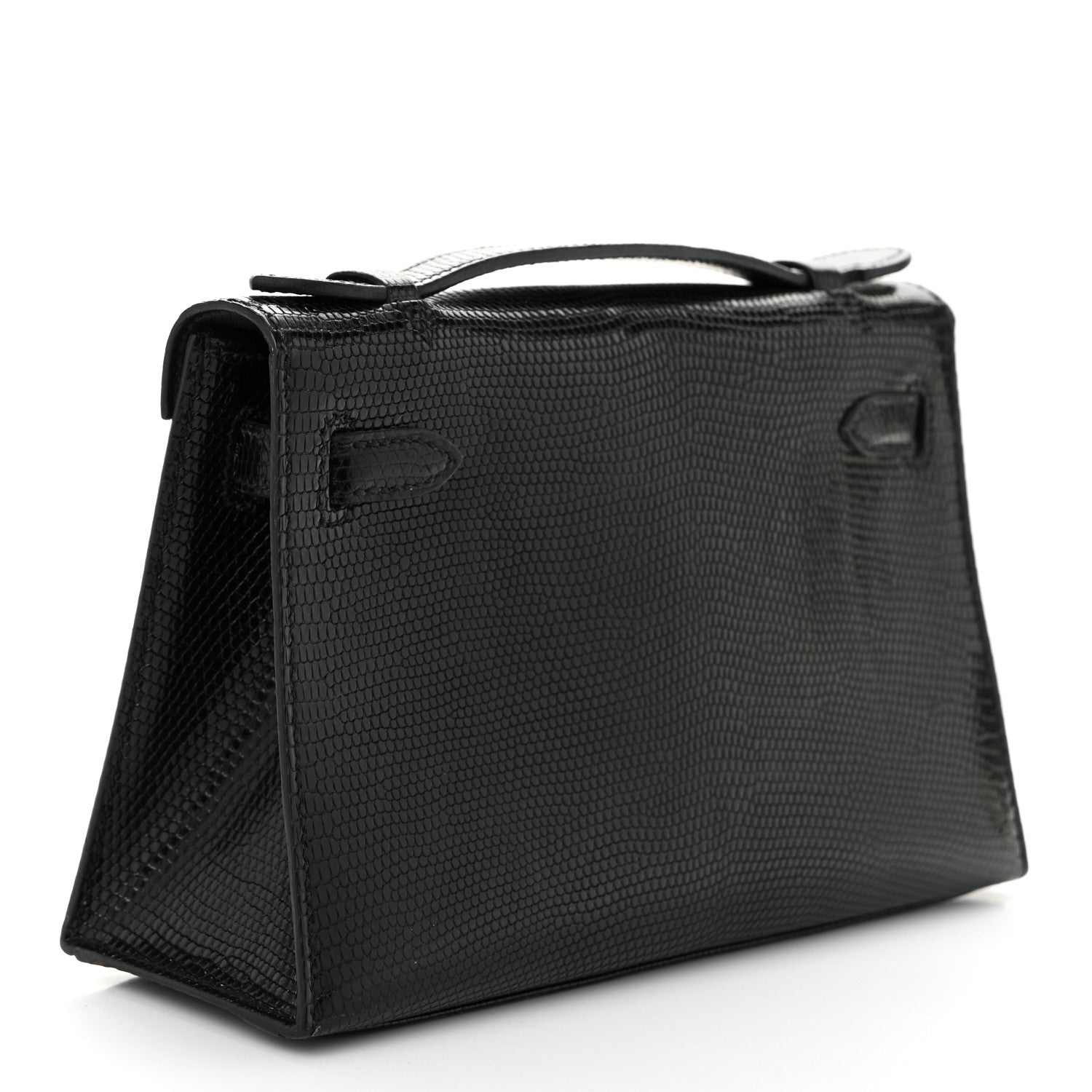 Hermes Lizard Kelly Pochette Clutch Black 3 of 11