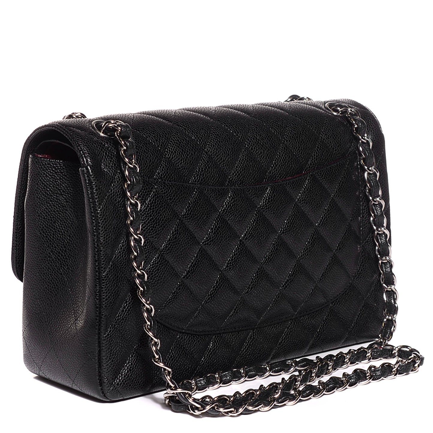 Caviar Quilted Jumbo Double Flap Black