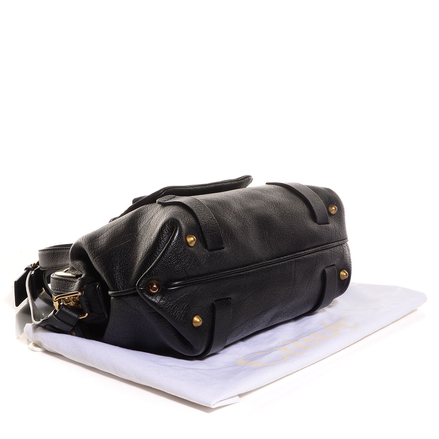 Grained Buffalo Small Aby Framed Satchel Black