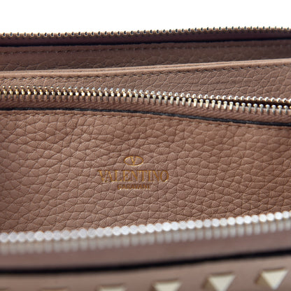 Valentino Garavani Pebbled Calfskin Rockstud Zip Around Wallet Poudre 7 of 7